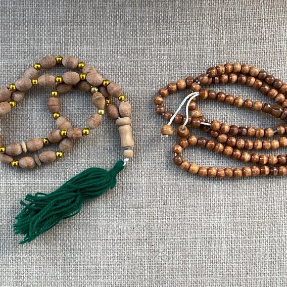 Handmade Religious Prayer Tasbeeh Brown Real wood Beads Pray Beads Lot of 2 - Picture 3 of 10